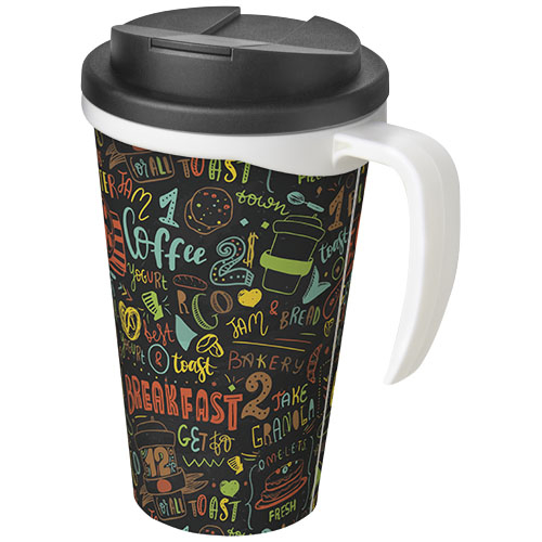 Mug isolant publicitaire 350ml Americano® Blanc / Noir